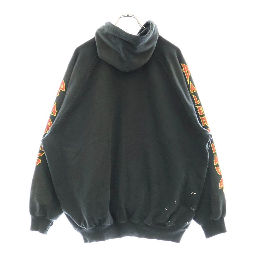 BALENCIAGA(バレンシアガ) 22SS Metal Hoodie Logo バレンシアガ メタルロゴ ペイント加工 スウェット プルオーバーパーカー ブラック 697879 TMV89