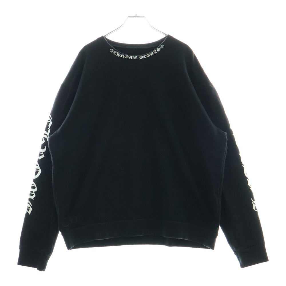 CHROME HEARTS(クロムハーツ) SWTSHRT PLVR ネックロゴプリント クルーネックスウェット トレーナー ブラック
