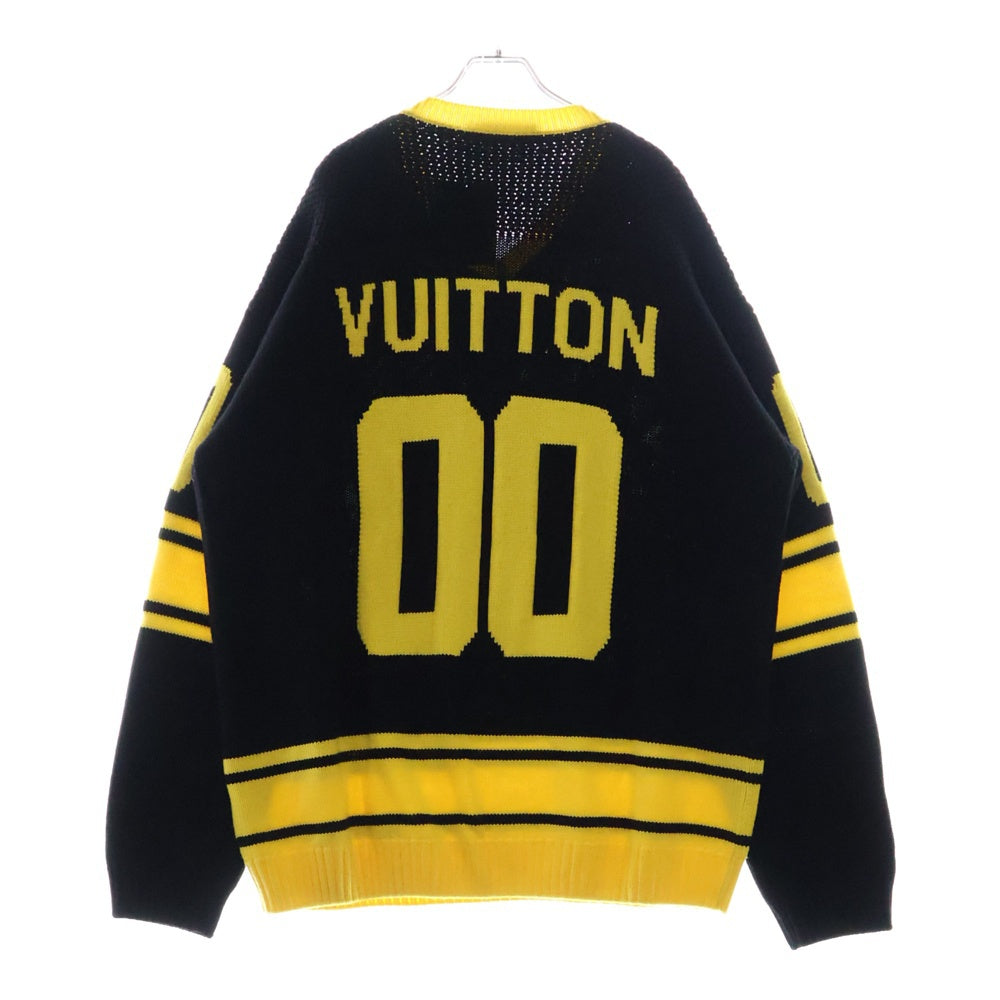 LOUIS VUITTON(ルイヴィトン) 22SS LVインタルシアフットボールニットトレーナー セーター RM221 YQL HMN86W ブラック/イエロー