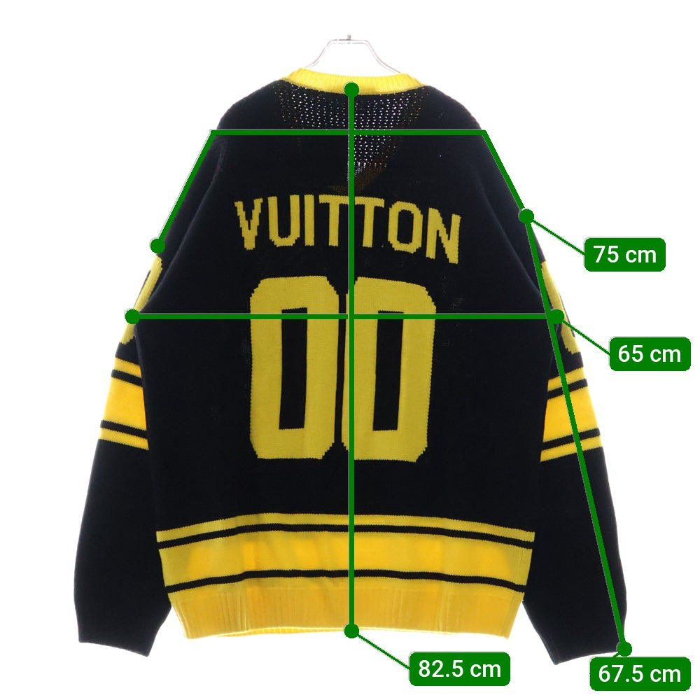 LOUIS VUITTON(ルイヴィトン) 22SS LVインタルシアフットボールニットトレーナー セーター RM221 YQL HMN86W ブラック/イエロー