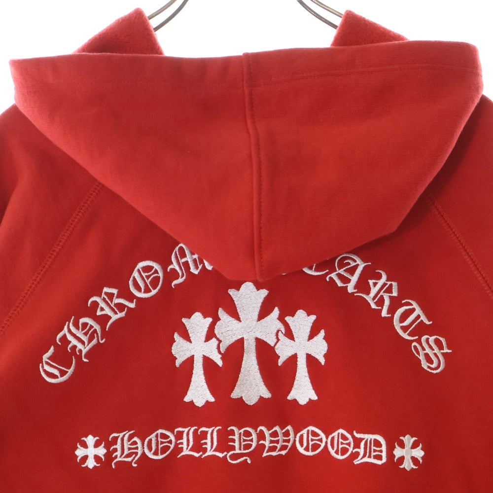 CHROME HEARTS(クロムハーツ) SAILIN ON ZIP HD セメタリークロス刺繍ジップアップパーカー レッド