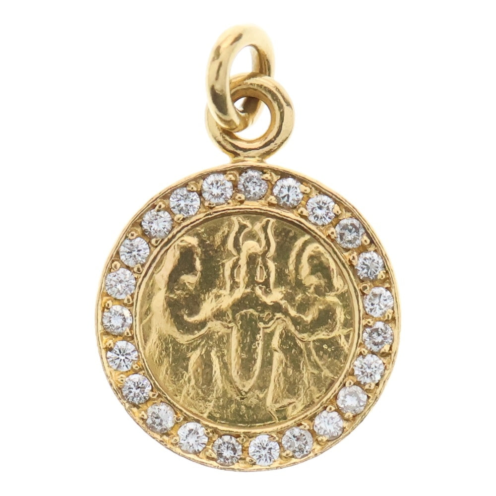 CHROME HEARTS(クロムハーツ) 22K CHRM ANGL MDL P/DIA エンジェルメダル PAVEダイヤ ペンダントトップ ゴールド