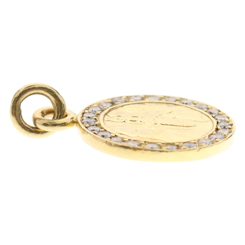 CHROME HEARTS(クロムハーツ) 22K CHRM ANGL MDL P/DIA エンジェルメダル PAVEダイヤ ペンダントトップ ゴールド