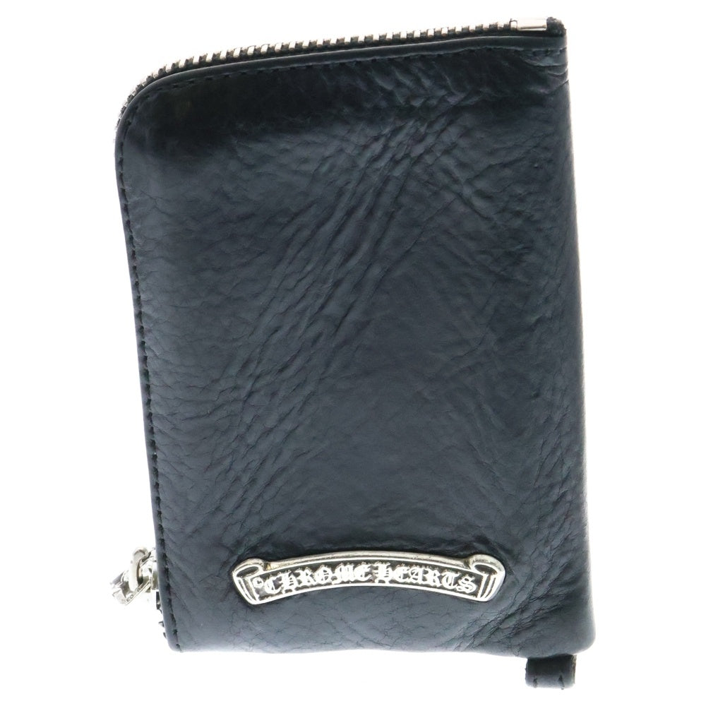 CHROME HEARTS(クロムハーツ) TINY ZIP タイニージップ クロスパッチ付き ダガージップ レザー コンパクトウォレット 財布 ブラック
