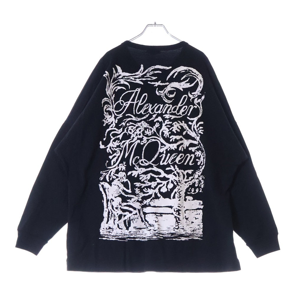 Alexander McQueen(アレキサンダーマックイーン) バックロゴ プリント 長袖シャツ カットソー ブラック QSZ7A