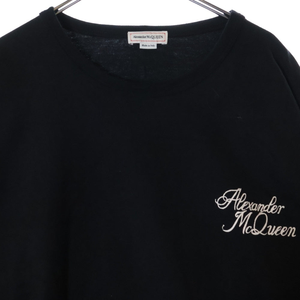 Alexander McQueen(アレキサンダーマックイーン) バックロゴ プリント 長袖シャツ カットソー ブラック QSZ7A