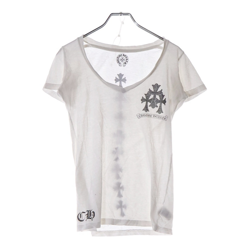 CHROME HEARTS(クロムハーツ) Cemetery Cross Tire Track Tee Vネック セメタリークロストラック半袖Tシャツ ブラック