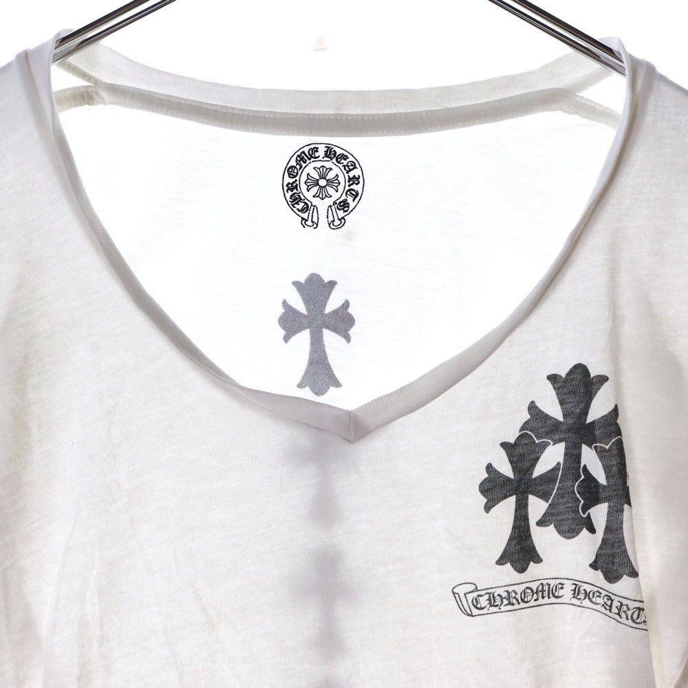 CHROME HEARTS(クロムハーツ) Cemetery Cross Tire Track Tee Vネック セメタリークロストラック半袖Tシャツ ブラック