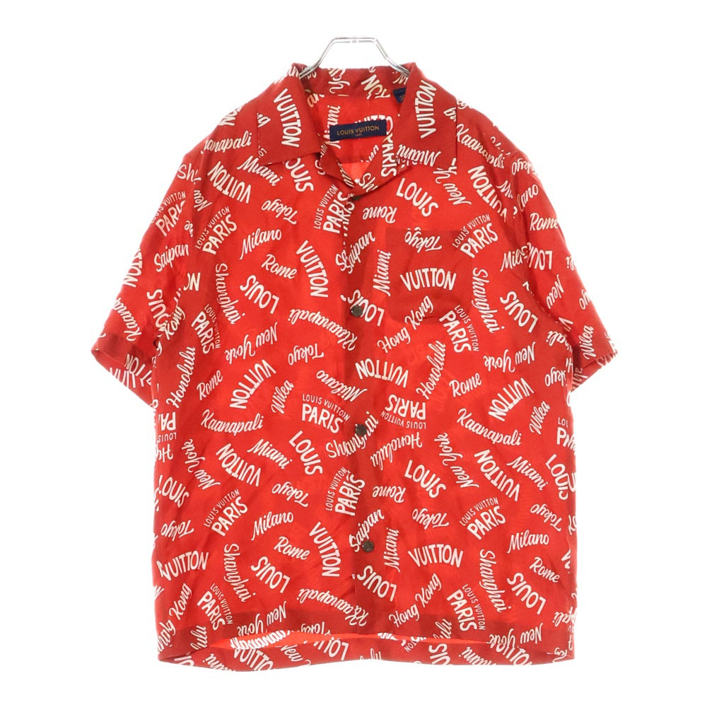 LOUIS VUITTON(ルイヴィトン) 18SS シティーロゴ シルク半袖シャツ レッド RM181M FIO HES22W