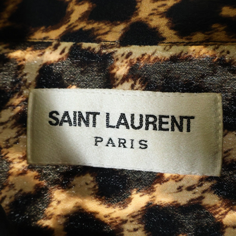 SAINT LAURENT PARIS(サンローランパリ) レオパード シルク 長袖シャツ ブラウン 564172 Y2B09