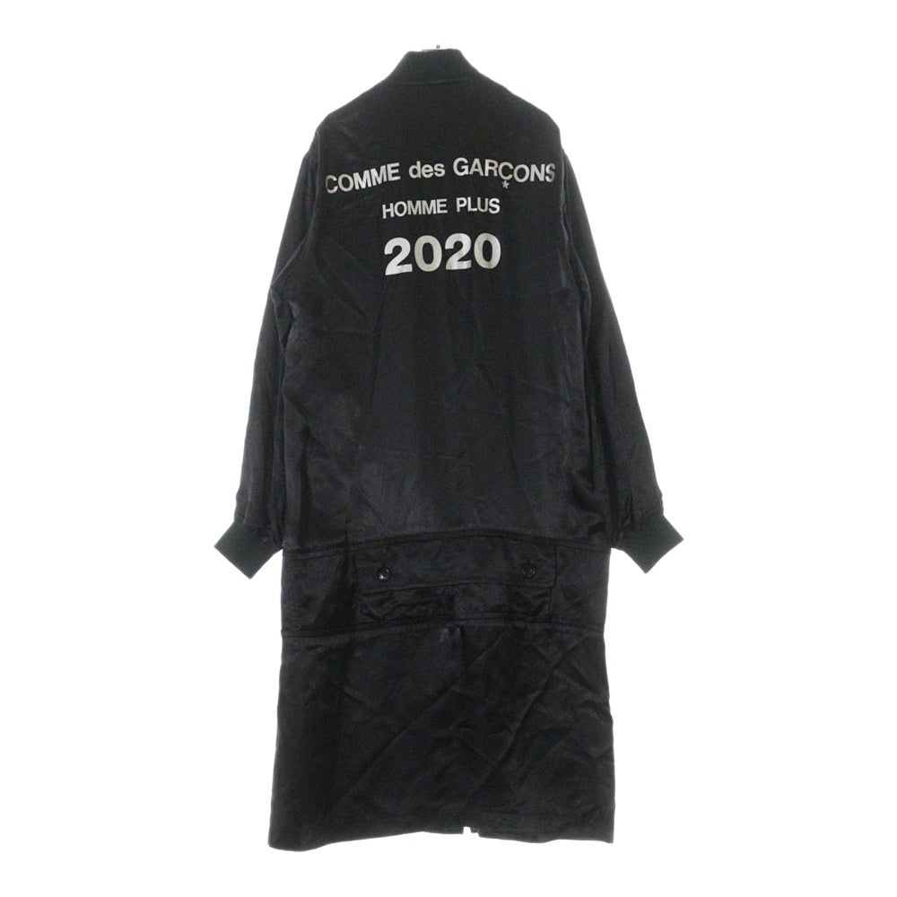 COMME des GARCONS HOMME PLUS(コムデギャルソンオムプリュス) 20SS バックプリント キュプラサテン スタッフ コート PE-J087 ブラック