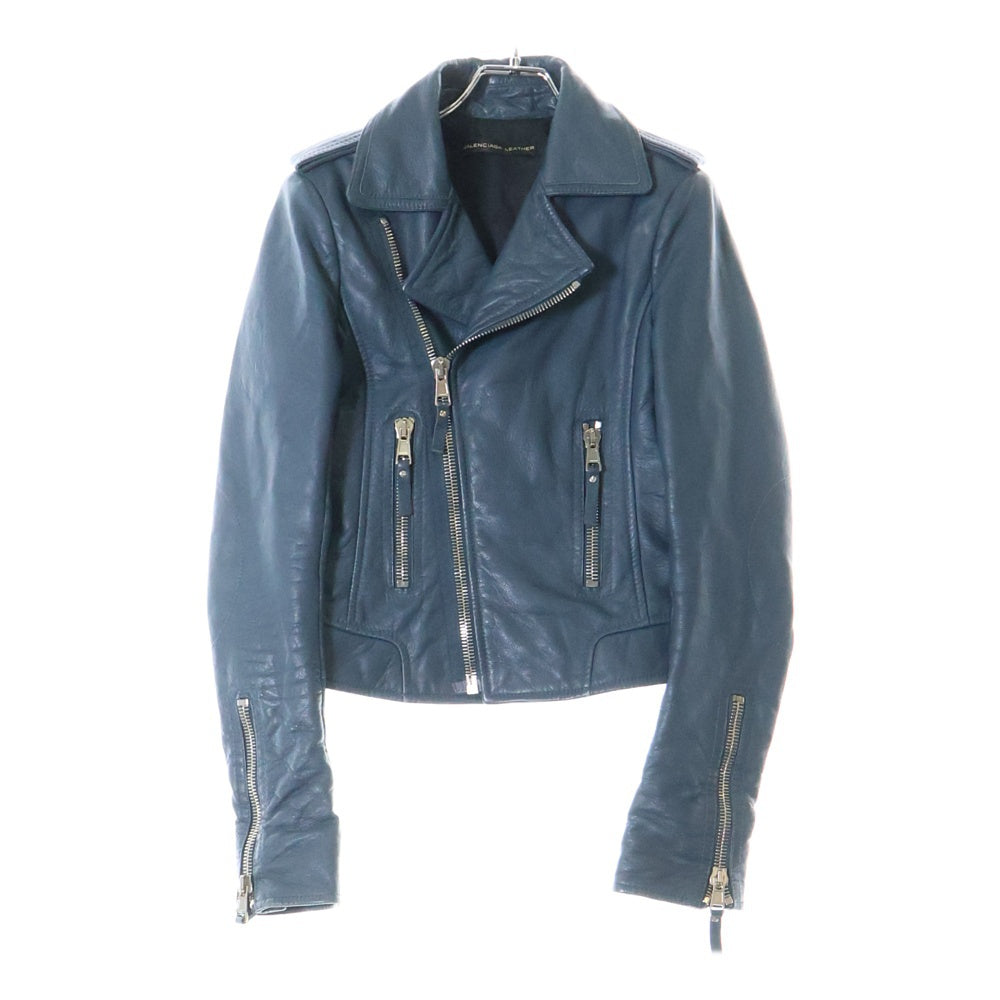 BALENCIAGA(バレンシアガ) Leather Biker backet レザー バイカー ジャケット ブルー 256302 TAH19