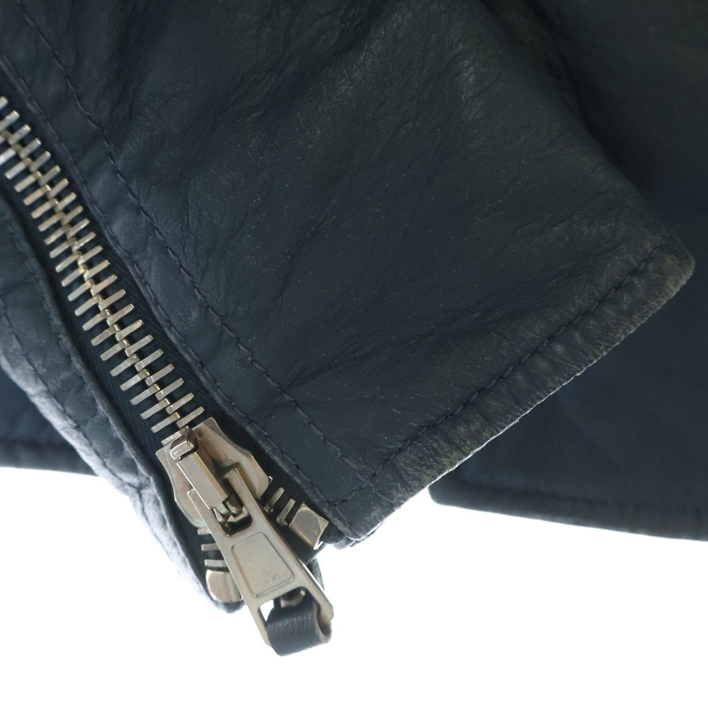 BALENCIAGA(バレンシアガ) Leather Biker backet レザー バイカー ジャケット ブルー 256302 TAH19