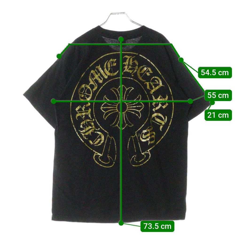 CHROME HEARTS(クロムハーツ) OLD CH PLS S/S TEE オールド CHプラスプリント半袖カットソー 半袖Tシャツ バックホースシュープリント ブラック
