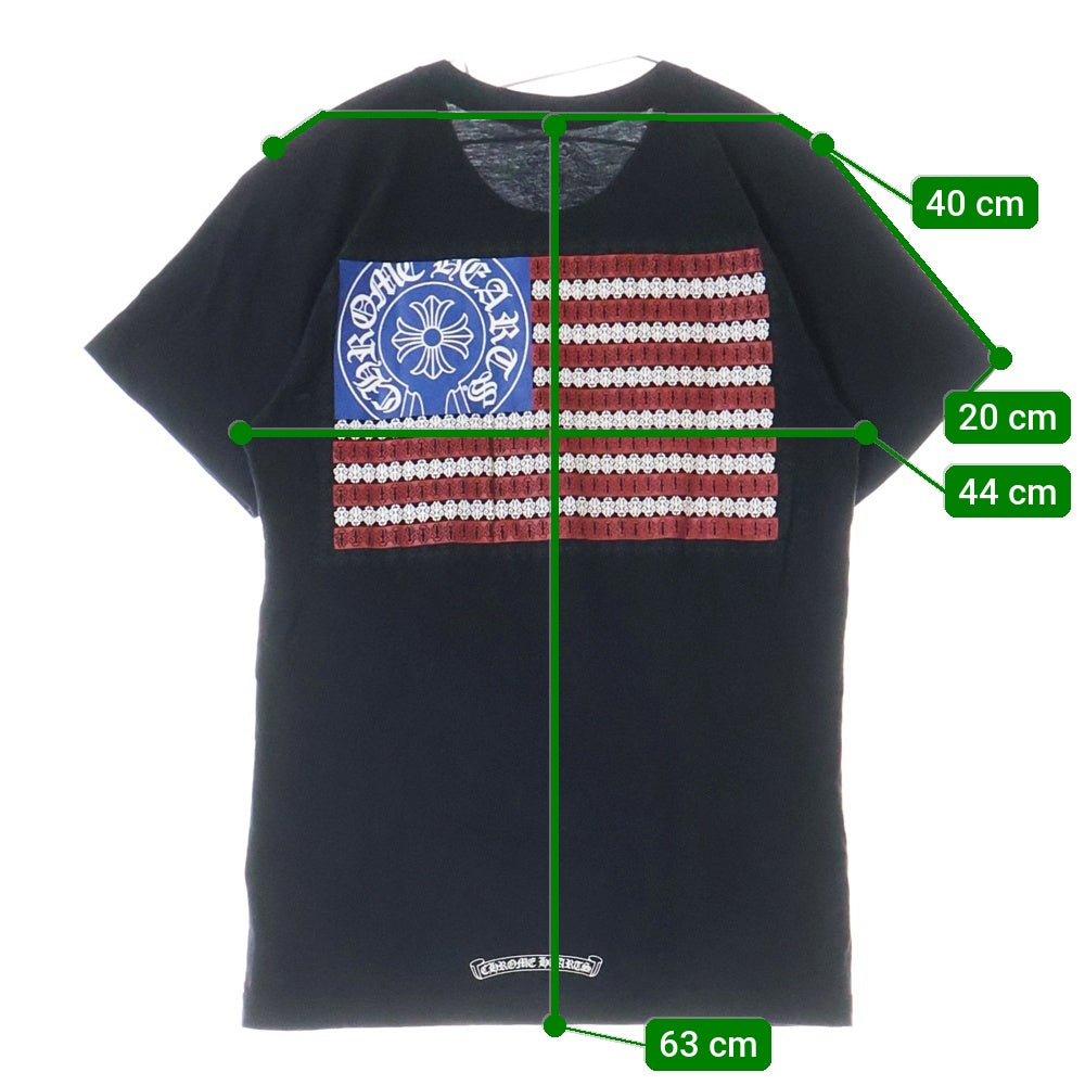 CHROME HEARTS(クロムハーツ) AMERICAN FLAG DAGGR アメリカンフラッグダガー プリント半袖Tシャツ ブラック