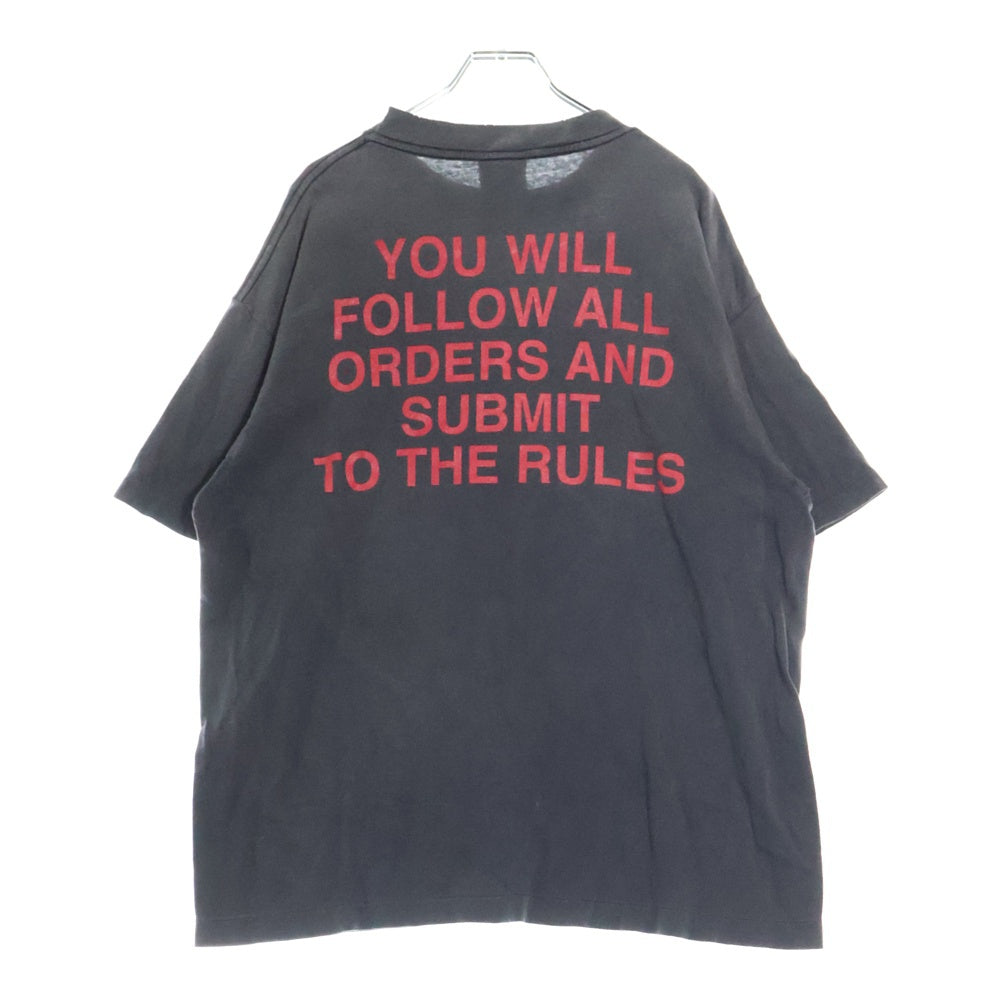 SAINT MICHAEL(セントマイケル) 25SS COMPLETE CONTRL KK SS TEE ヴィンテージ加工半袖Tシャツ クルーネックカットソー ブラック SM-HR8-0000-C25