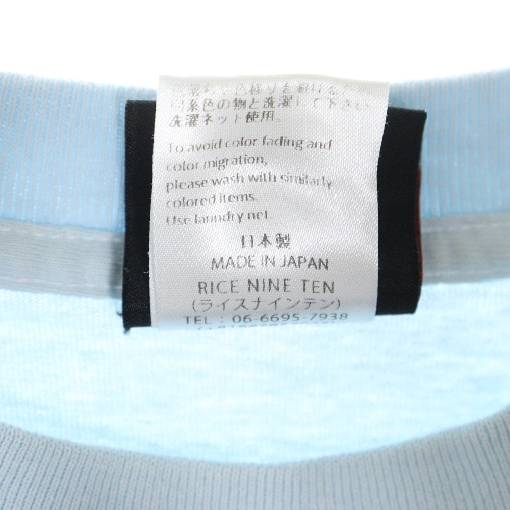 RICE NINE TEN(ライスナインテン) TIE DYE フロントスカルプリント タイダイ 半袖Tシャツカットソー ブルー
