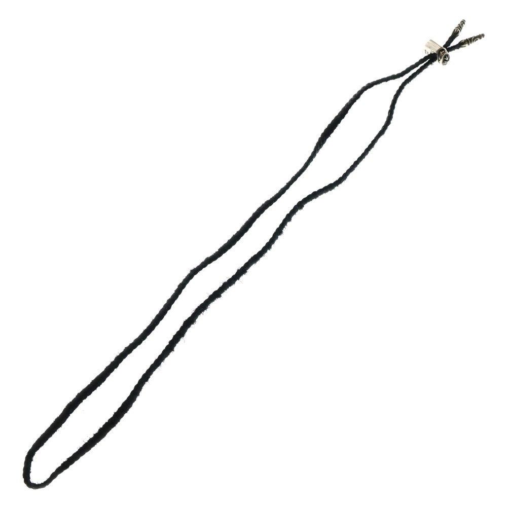 CHROME HEARTS(クロムハーツ) LEATHER BRAID LACESTPPRV1 レースストッパー スクロールチップ レザーブレードネックレス ブラック/シルバー