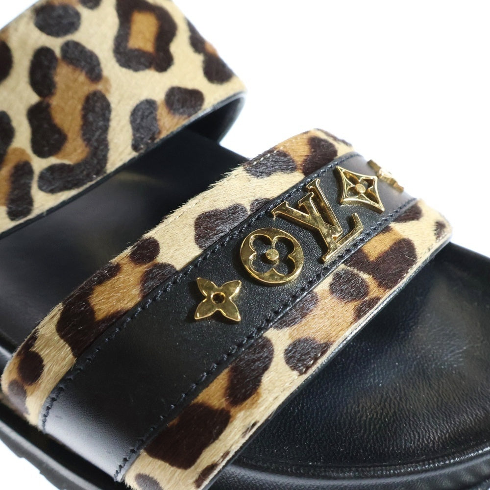 LOUIS VUITTON(ルイヴィトン) 21SS パセオ ライン ミュール レオパード フラット サンダル ブラウン/ブラック