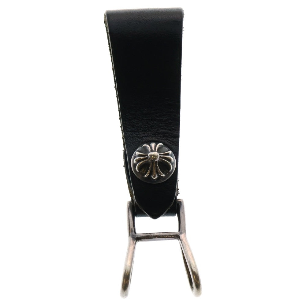 CHROME HEARTS(クロムハーツ) BELT LOOP クロスボールボタンレザーベルトループ シルバー/ブラック BCA397