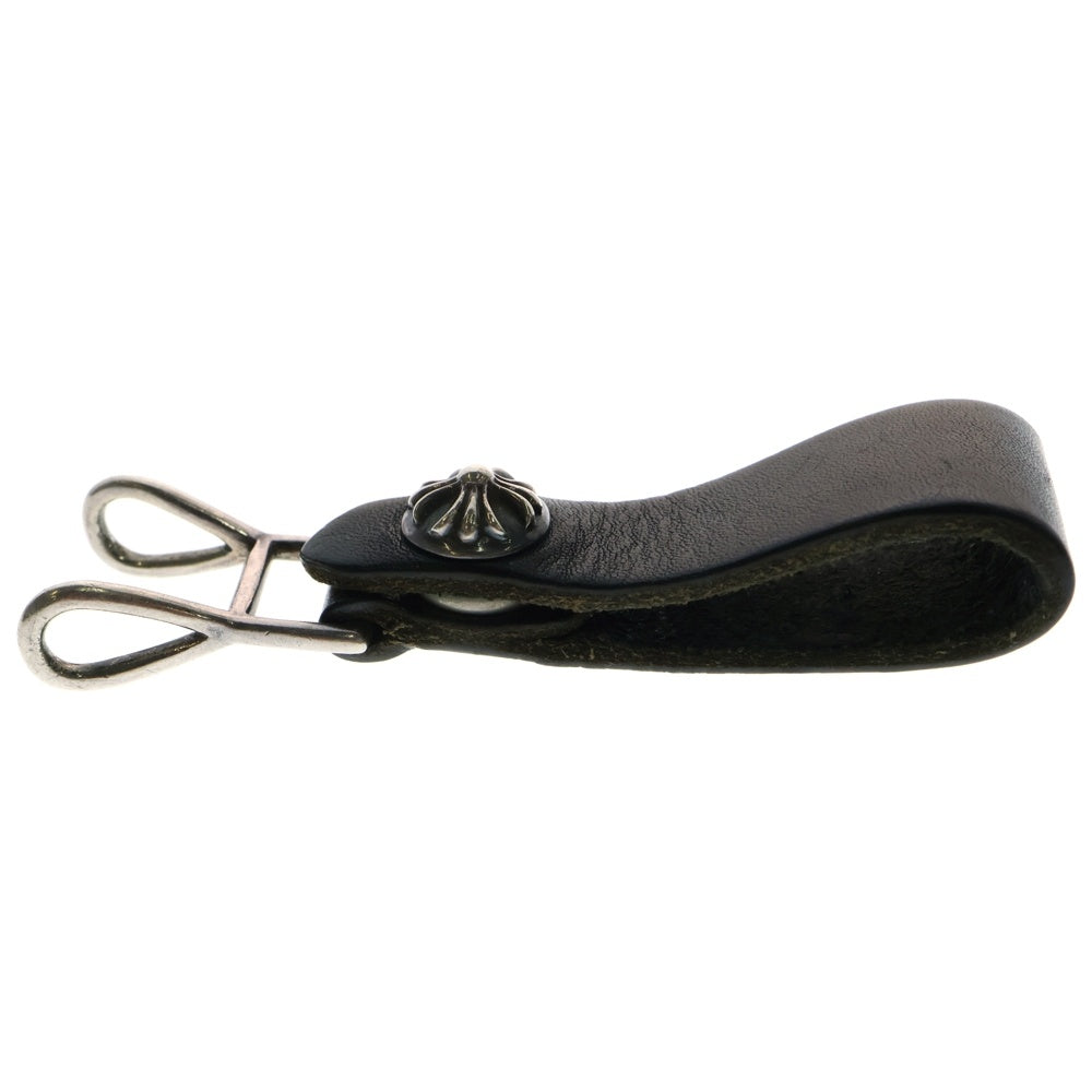 CHROME HEARTS(クロムハーツ) BELT LOOP クロスボールボタンレザーベルトループ シルバー/ブラック BCA397