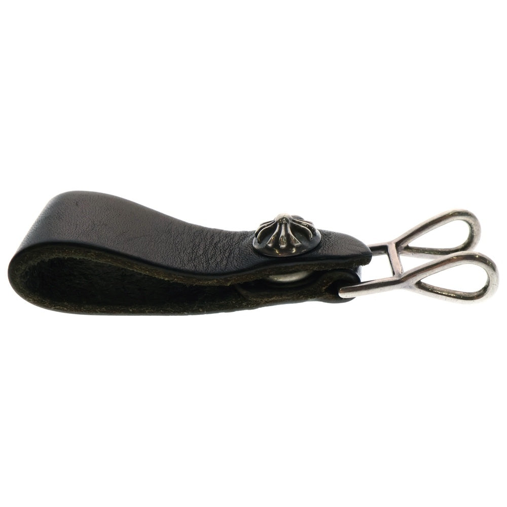 CHROME HEARTS(クロムハーツ) BELT LOOP クロスボールボタンレザーベルトループ シルバー/ブラック BCA397