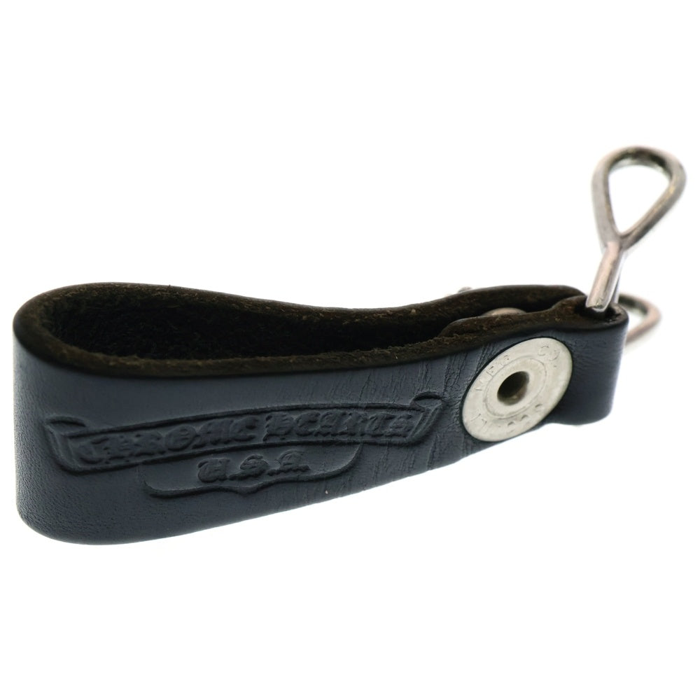 CHROME HEARTS(クロムハーツ) BELT LOOP クロスボールボタンレザーベルトループ シルバー/ブラック BCA397