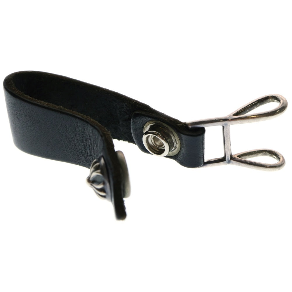 CHROME HEARTS(クロムハーツ) BELT LOOP クロスボールボタンレザーベルトループ シルバー/ブラック BCA397