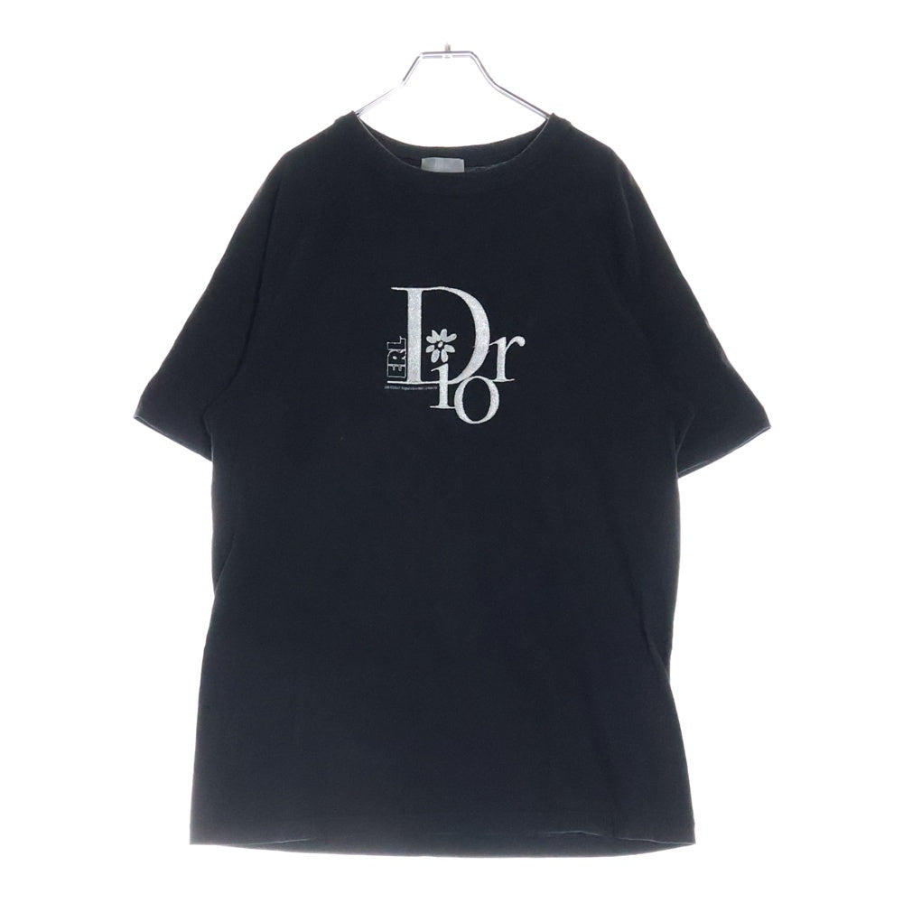 DIOR(ディオール) 23SS ×ERL イーアールエル ダメージ加工 ロゴ刺繍 スラブコットンジャージー 半袖Tシャツ カットソー ブラック 313J647A0817