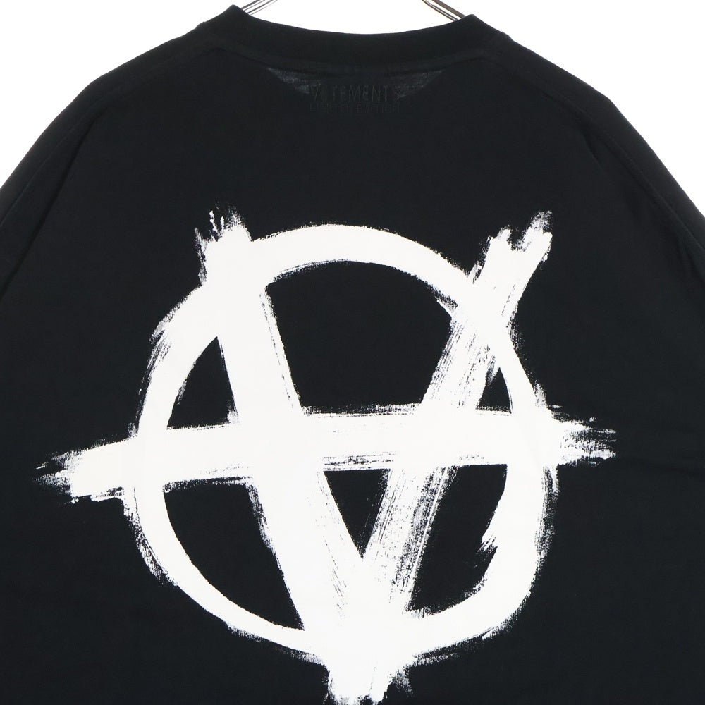 VETEMENTS(ヴェトモン) 22AW Double Anarchy Logo Tee UE52TR290B ダブルアナーキーロゴ プリント 半袖Tシャツ カットソー ブラック