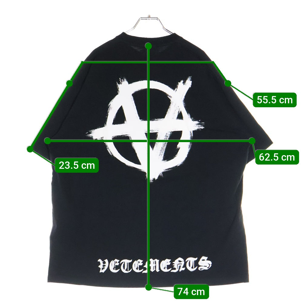 VETEMENTS(ヴェトモン) 22AW Double Anarchy Logo Tee UE52TR290B ダブルアナーキーロゴ プリント 半袖Tシャツ カットソー ブラック