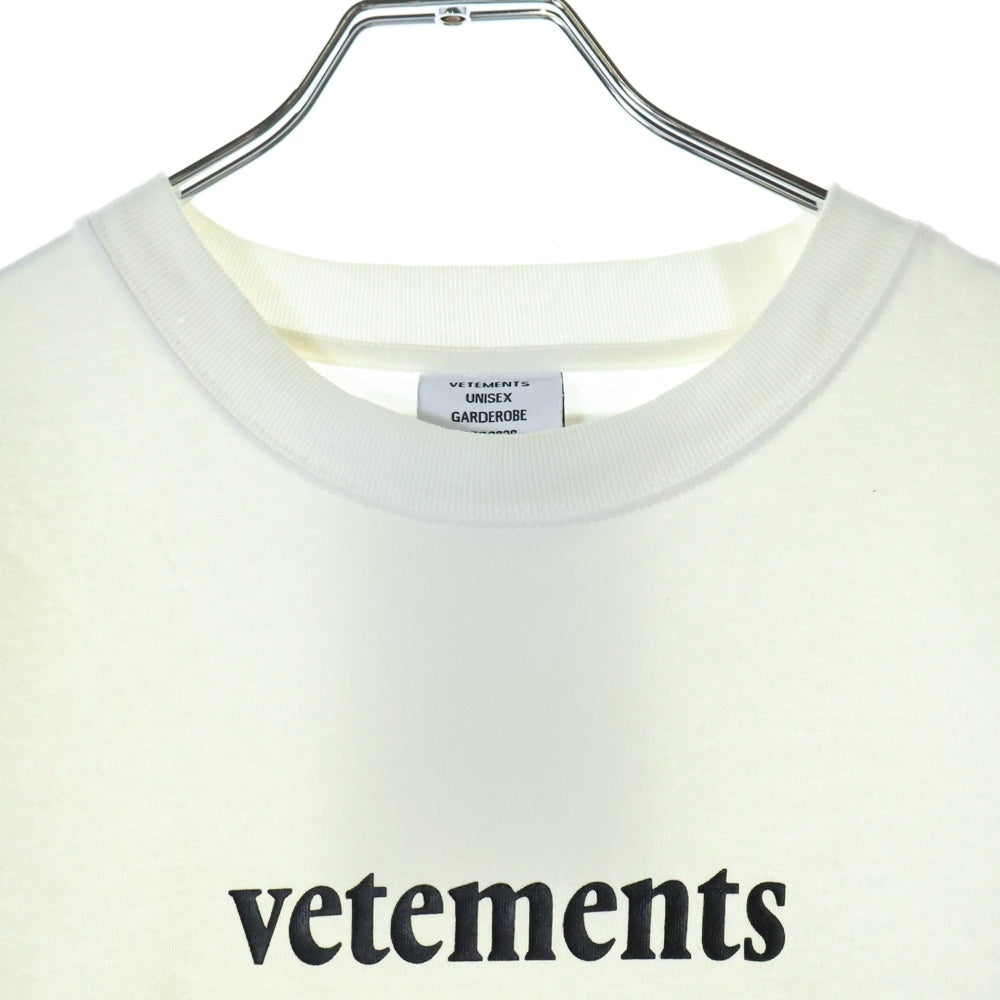 VETEMENTS(ヴェトモン) 20SS フロントロゴプリント バックバーコードパッチ 半袖Tシャツカットソー SS20TR304-M