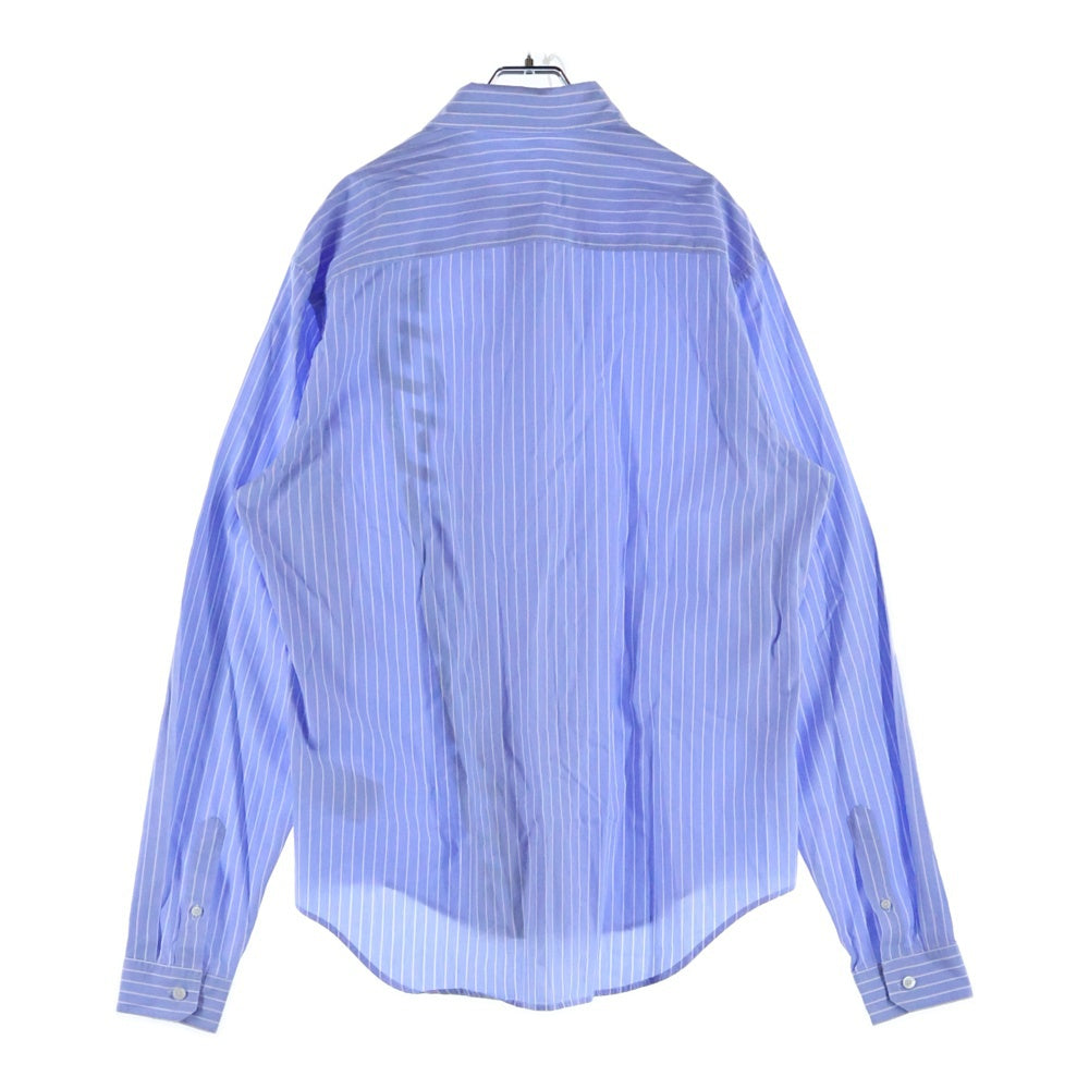 VERSACE(ヴェルサーチ) LA GRECA STRIPED SHIRT ストライプ ロゴプリント長袖シャツ ブルー/ホワイト 1010267-1A07313