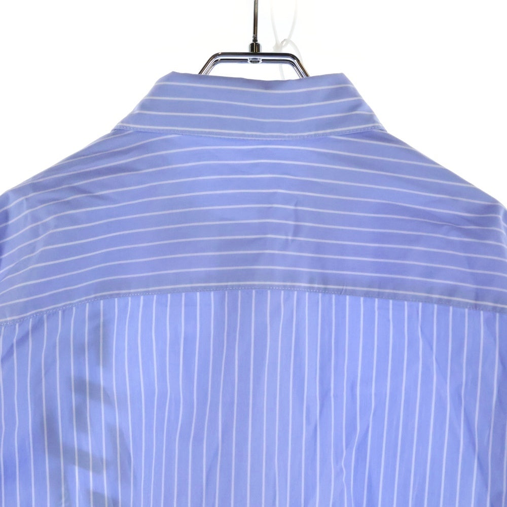 VERSACE(ヴェルサーチ) LA GRECA STRIPED SHIRT ストライプ ロゴプリント長袖シャツ ブルー/ホワイト 1010267-1A07313