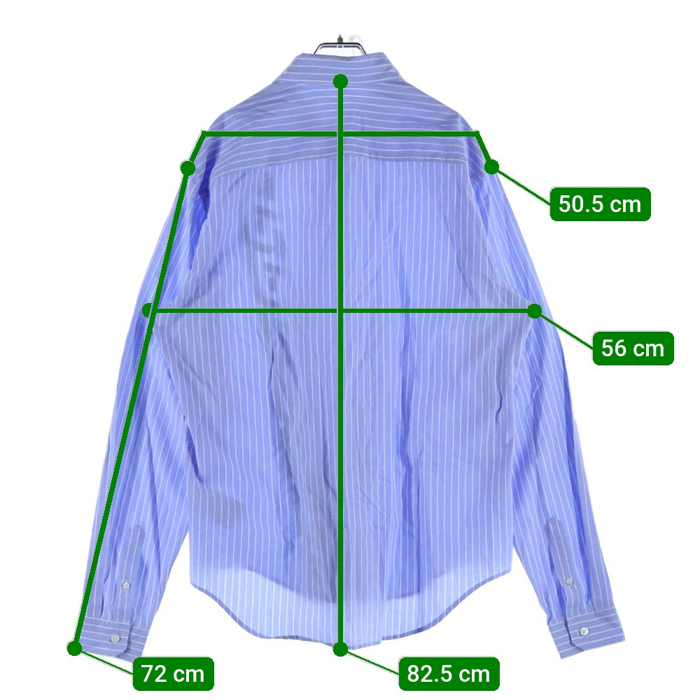 VERSACE(ヴェルサーチ) LA GRECA STRIPED SHIRT ストライプ ロゴプリント長袖シャツ ブルー/ホワイト 1010267-1A07313