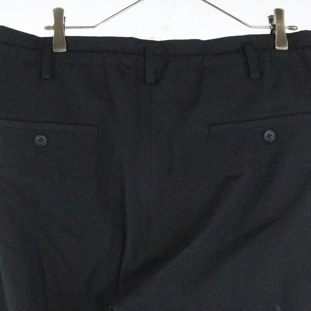 Yohji Yamamoto POUR HOMME(ヨウジヤマモト プールオム) 25SS WOOL GABARDINE BELTED HEM PANTS ウールギャバジンパンツ ブラック