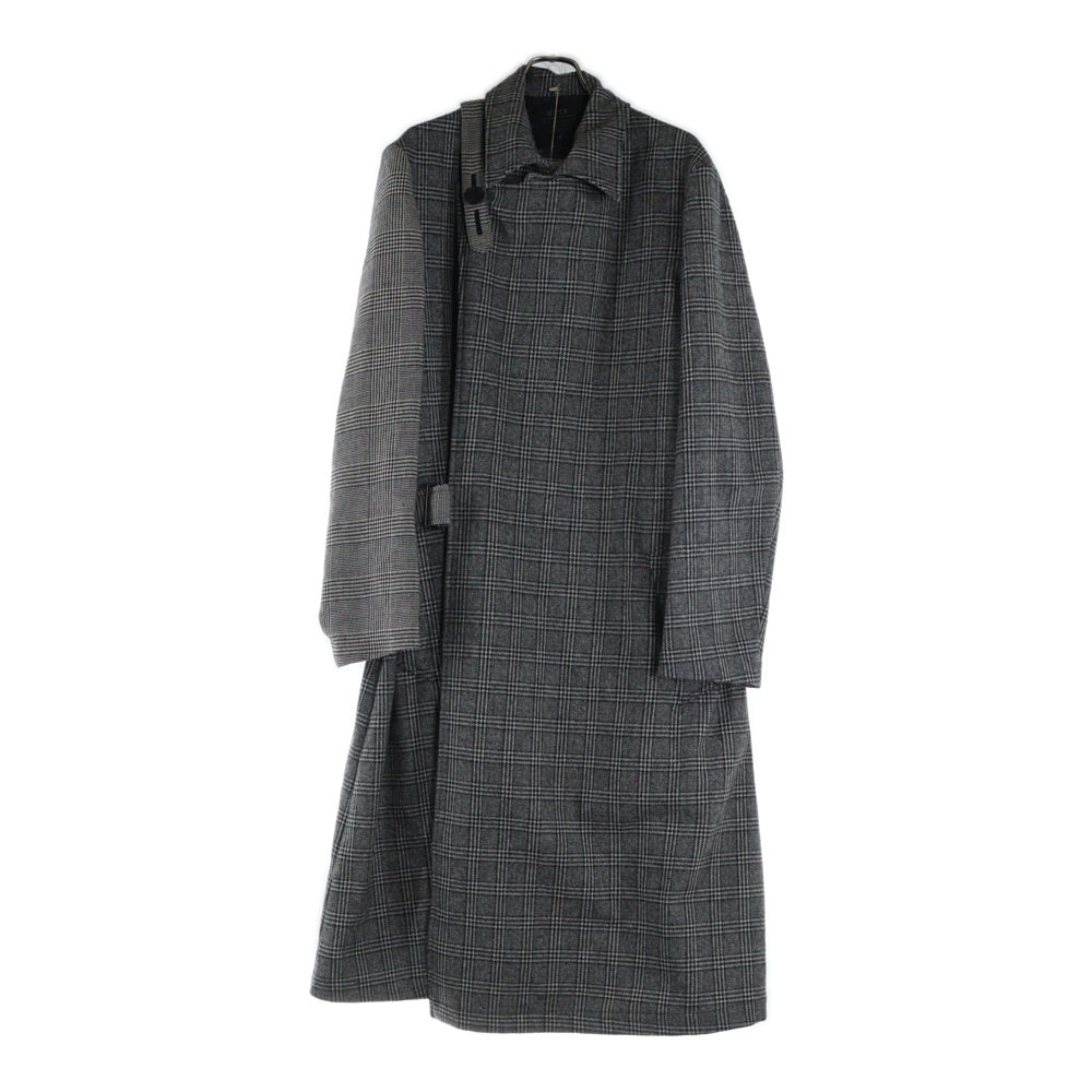 s'yte(サイト) WRAP BELT COAT グレンチェック ロングコート グレー/ホワイト UV-C41-826-1