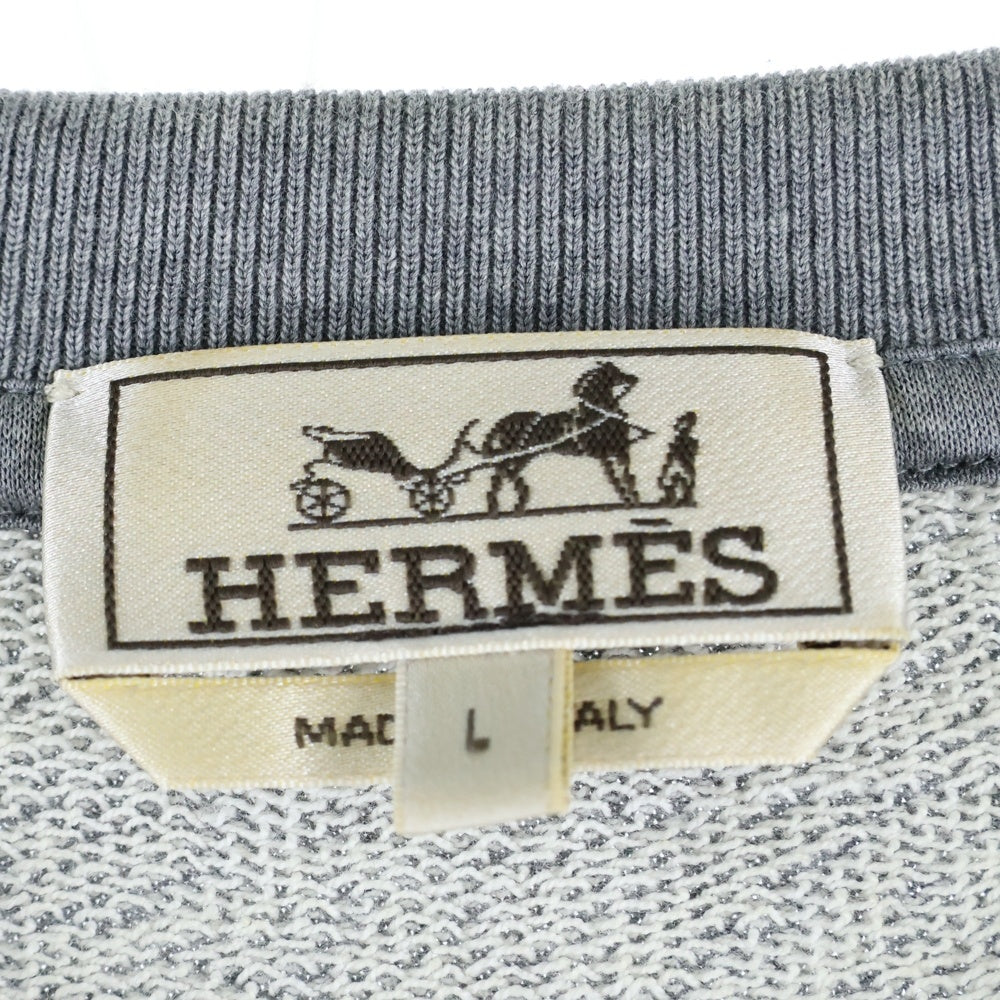 HERMES(エルメス) SWEAT SHORT SLEEVE TEE フロントロゴ スウェット 半袖Tシャツカットソー グレー