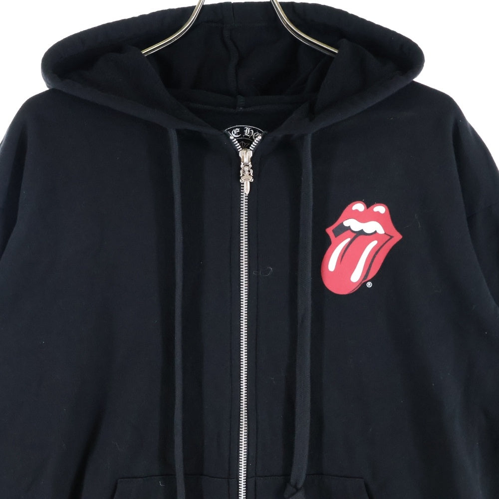 CHROME HEARTS(クロムハーツ) The Rolling Stones Lip And Tongue Hoodie ×ローリングストーンズ リップアンドタン ホースシュープリント ジップアップパーカー ブラック