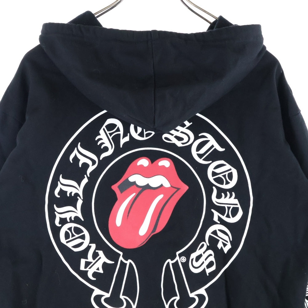 CHROME HEARTS(クロムハーツ) The Rolling Stones Lip And Tongue Hoodie ×ローリングストーンズ リップアンドタン ホースシュープリント ジップアップパーカー ブラック