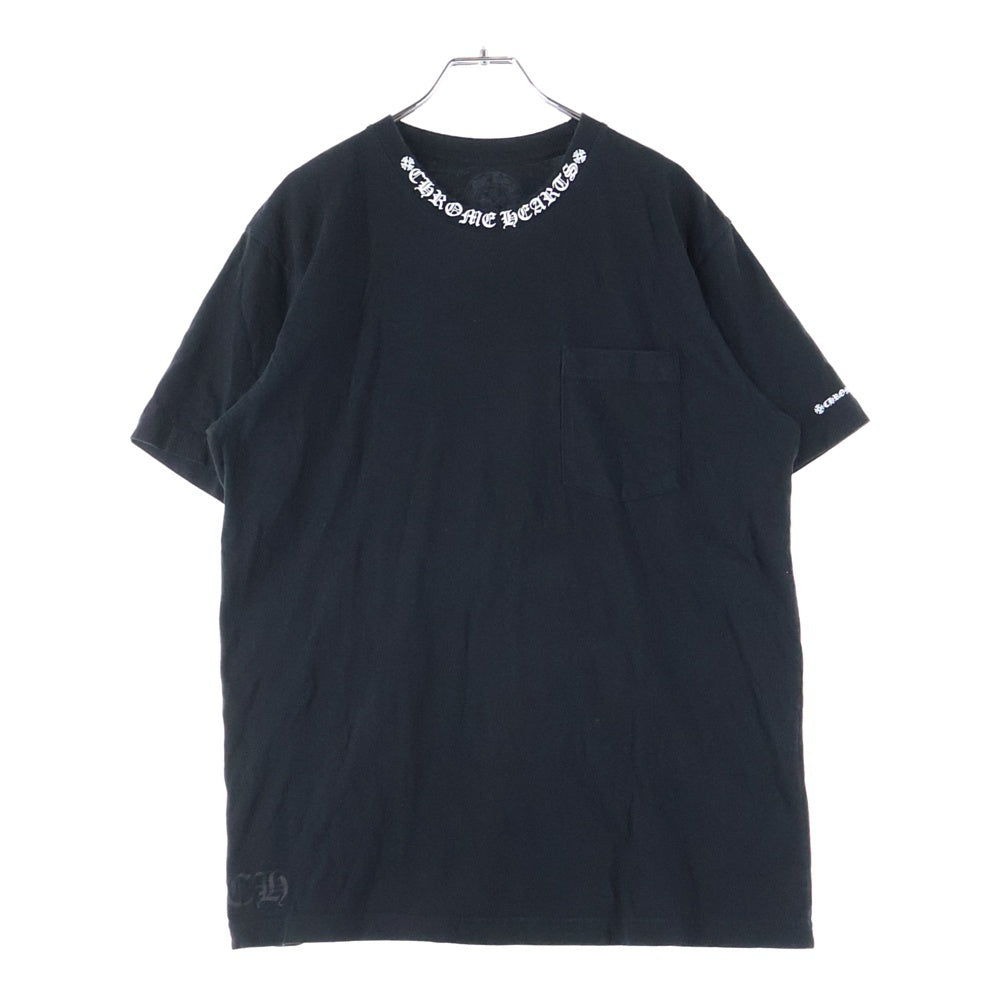 CHROME HEARTS(クロムハーツ) CH T-SHIRT ネックロゴ クルーネック半袖Tシャツカットソー ブラック