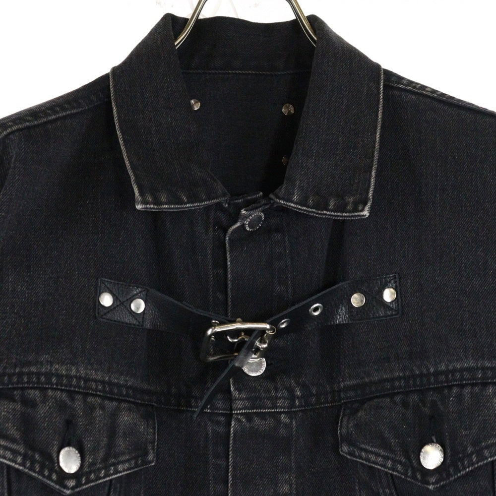 JOHN LAWRENCE SULLIVAN(ジョンローレンスサリバン) FRONT SIDE BELTED DENIM JACKET フロントサイド ベルテッドデニム ブラック 1B013-0320-34