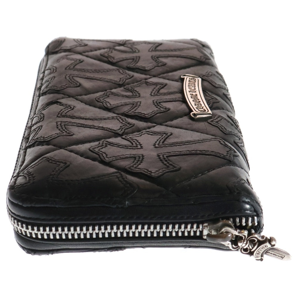 CHROME HEARTS(クロムハーツ) REC F ZIP/QUILTED クロスパッチ キルティングレザーウォレット 財布 ブラック