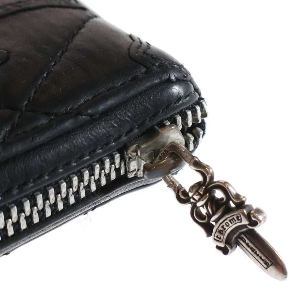 CHROME HEARTS(クロムハーツ) REC F ZIP/QUILTED クロスパッチ キルティングレザーウォレット 財布 ブラック