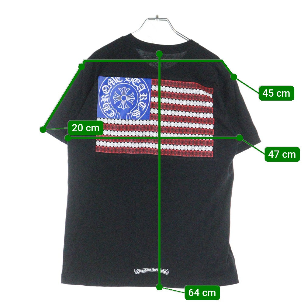 CHROME HEARTS(クロムハーツ) AMERICAN FLAG DAGGR アメリカンフラッグダガー プリント半袖Tシャツ ブラック