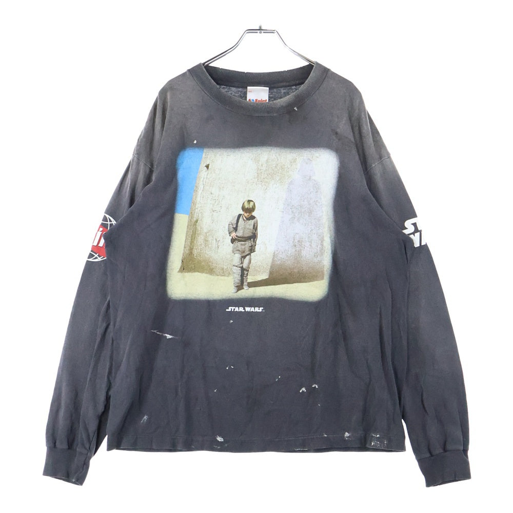 SAINT MICHAEL(セントマイケル) 25SS ×STAR WARS DARTHVADER SW_LS TEE スターウォーズ ダースベイダー プリント 長袖Tシャツ グレー SM-HR8-0000-C64