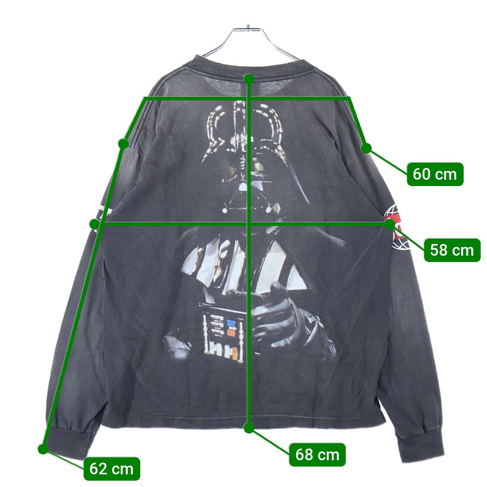SAINT MICHAEL(セントマイケル) 25SS ×STAR WARS DARTHVADER SW_LS TEE スターウォーズ ダースベイダー プリント 長袖Tシャツ グレー SM-HR8-0000-C64