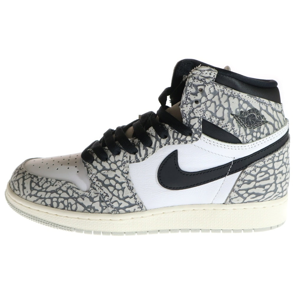NIKE(ナイキ) GS AIR JORDAN 1 HIGH OG White Cement エアジョーダン1 ホワイト セメント ハイカットスニーカー グレー/ホワイト US6Y/24cm FD1437-052 レディース