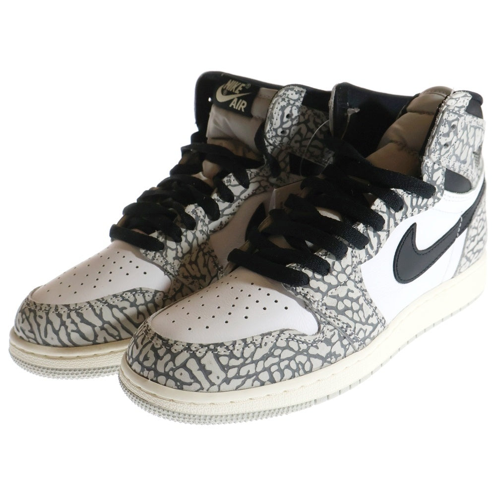 NIKE(ナイキ) GS AIR JORDAN 1 HIGH OG White Cement エアジョーダン1 ホワイト セメント ハイカットスニーカー グレー/ホワイト US6Y/24cm FD1437-052 レディース
