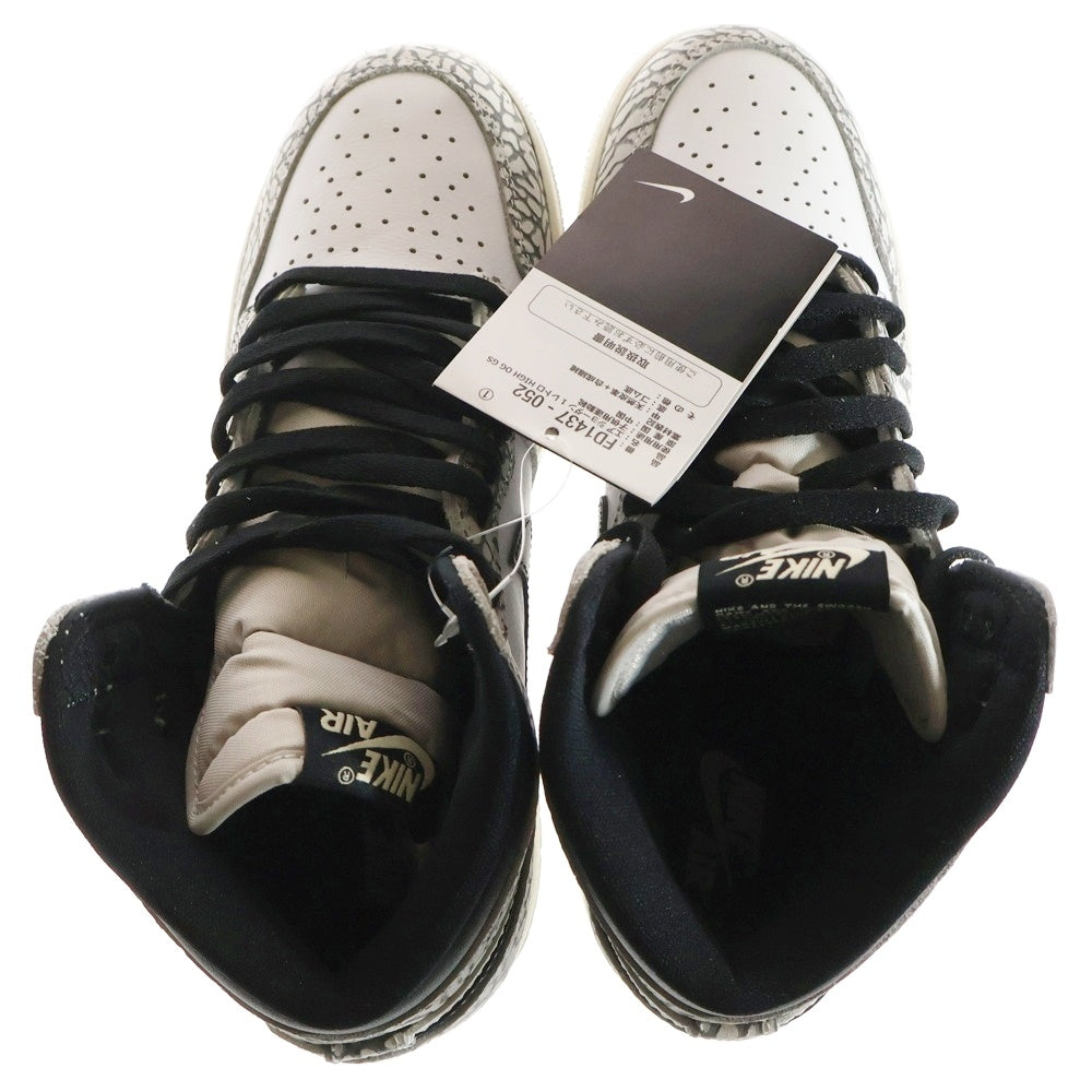 NIKE(ナイキ) GS AIR JORDAN 1 HIGH OG White Cement エアジョーダン1 ホワイト セメント ハイカットスニーカー グレー/ホワイト US6Y/24cm FD1437-052 レディース